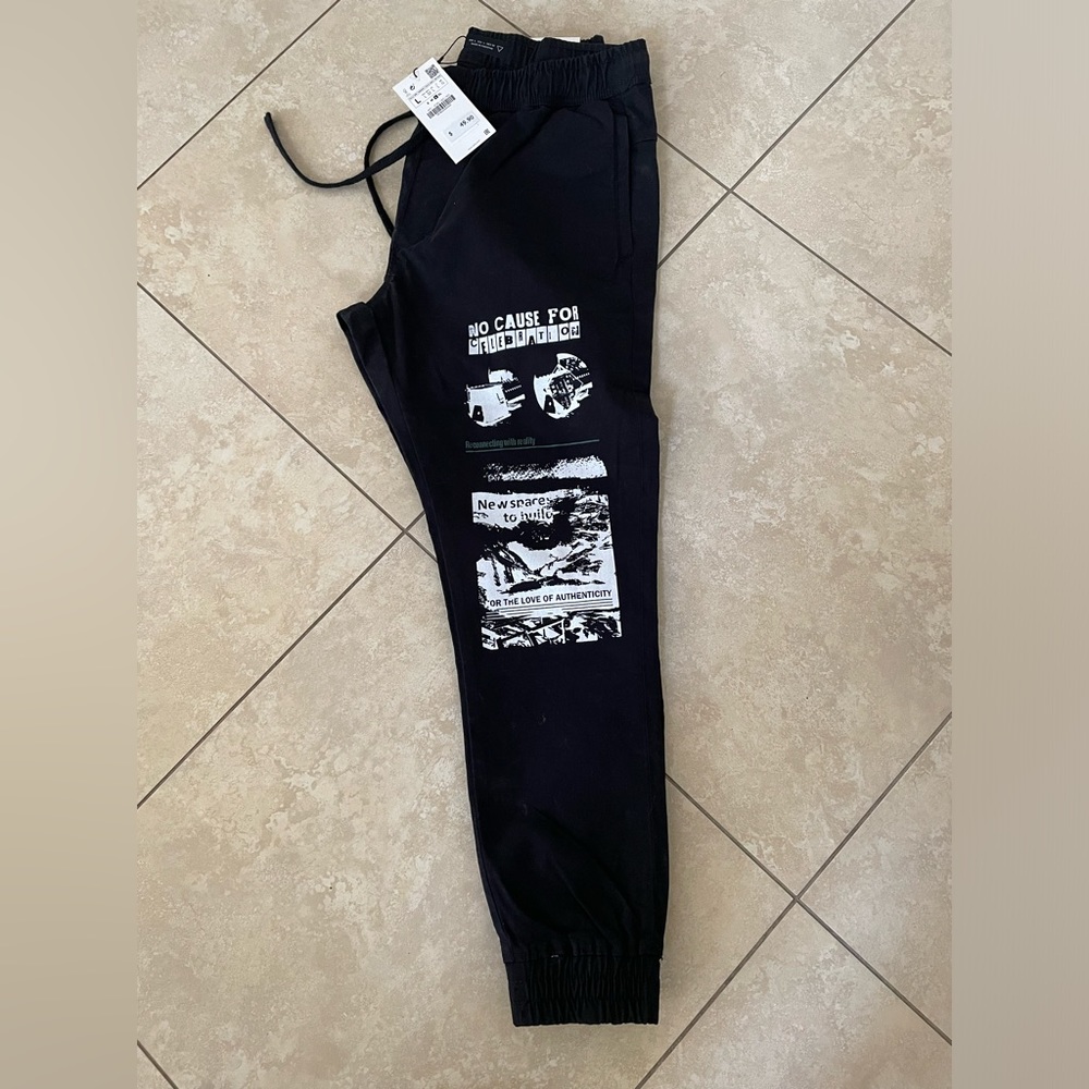 Zara Black Men’s Joggers Size L NWT